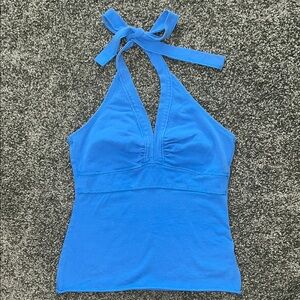 So Wear It Declare It Blue Halter Tank Top